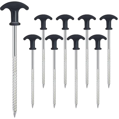8pcs Heavy Duty Tent Stakes AVOFOREST 8 inch Tent Stakes Portable Camping Stakes for Camping Patio, Garden, Canopies, Grassland, Outdoor Black