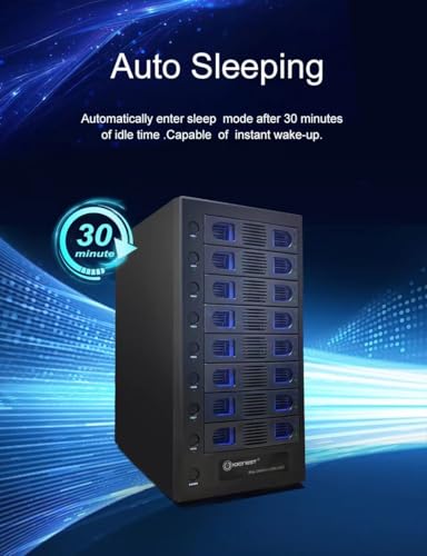 Image of 8 Bay Tool Less Tray Hot Swapable 2.5 inch and 3.5 inch SATA Hard Drive External USB-C 3.2 (10Gbps) Hard Drive Enclosure. Support up to 8X 22TB Capacity.