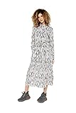 Vestido midi con falda acampanada y cuello de solapa. El modelo cuenta con mangas largas, tapeta de botones en el pecho, falda con pinzas bajo la cintura por delante y aberturas laterales, cremallera oculta en el lateral, bolsillo en el pecho.