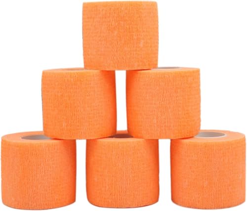 Jifocelt 自己スティック包帯ラテックス 12巻 5CM x 4.5M ストレッチスポーツラップ (オレンジ色です)