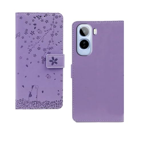 Image of amazon basics Vivo T5 Pro 5G Flip Cover | Card Pockets Wallet & Stand | Flip Cover for Vivo T5 Pro 5G (Purple Tree)