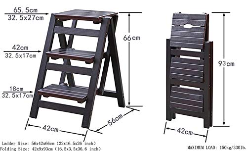 Taburete de madera plegable para organizar la cocina y alcanzar estantes altos 5