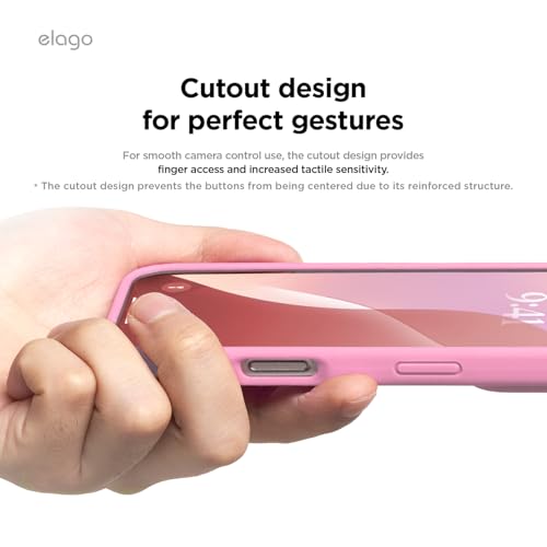 Image of elago Compatible with iPhone 16 Case, Premium Liquid Silicone Case, Full Body Protective Cover, Shockproof, Slim Phone Case, Anti-Scratch Soft Microfiber Lining, 6.1 inch (Hot Pink)