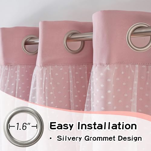Image of MYSKY HOME Pink Blackout Curtains for Girls Bedroom 54 Inches Long,2 Panels