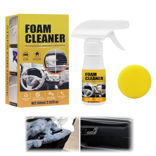 HASAIKA® Limpiador de espuma multiusos para coche, Limpiador de espuma multifunctional, Espuma limpiadora multiusos para cocina, baño, limpieza interior del coche, 60 ml