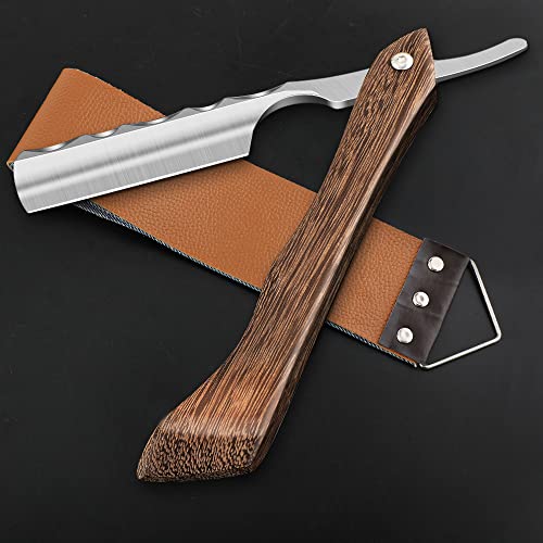 M&LD Kit Rasoir, Le Rasoir Homme, Barbe Rasoir Droit, Rasoir en Acier Inoxydable, Professionnel Rasoir de Barbier Avec Ceinture en Toile de Cuir, Rasoir de...