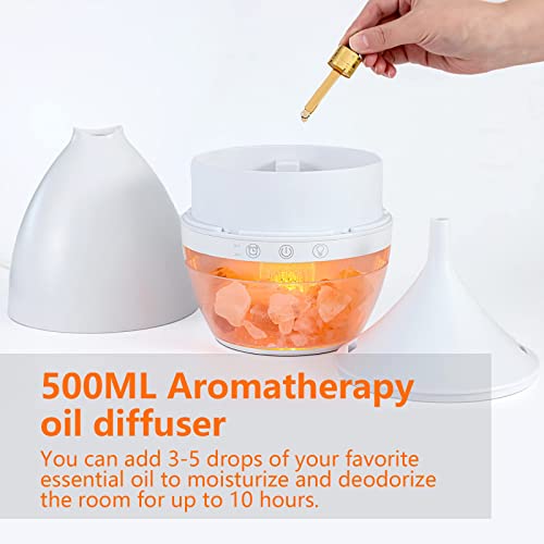 Mamibot Cool Mist Humidifiers For Bedroom, 3-In-1 Essential Oil Diffuser With 500Ml Water Tank, Ultrasonic Air Vaporizer With 2 Changing Himalaya Salt Light, Up To 6H, Auto Shut-Off, White+Pink #TOP2