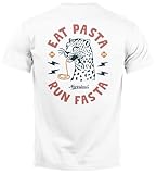 Neverless® Herren T-Shirt Backprint Aufdruck Schrift Eat Pasta Brustlogo Retro Fashion...