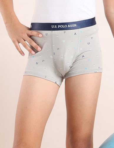 Image of U.S. Polo ASSN. Boy's EKT07 Mid Rise Cotton Spandex Underwear Trunks - Pack of 5