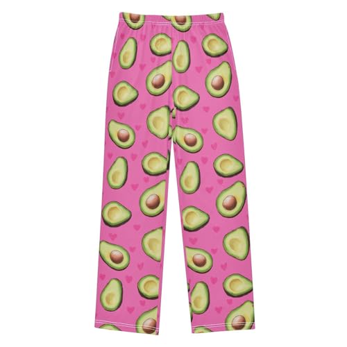 Avocados Heart Pink Boys Pants Girl Sleep Pants Long Trousers Elastic Waist Lounge Bottoms S