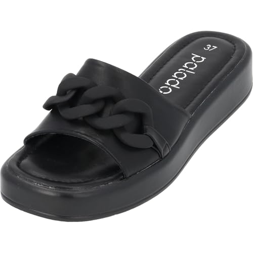 Palado Damen Sandalen Ash - modische Pantoletten mit Kettendetail -...