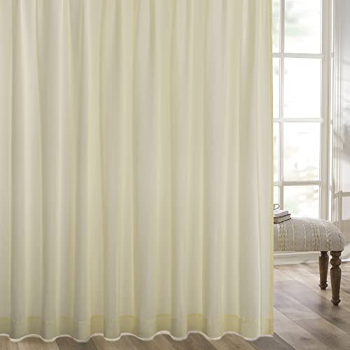 Yellow Pinch Pleated Window Sheer Curtains 96 Inches Long 2 Panels, Luxury Velvet Soft Touch Opaque Privacy, Gently Filter Light But Not-See-Through Window Sheer Panels Drapes, 72
