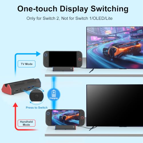 Image of iPLYGAM Switch 2 Dock Station for Nintendo Switch 2 with 4K 120Hz HDMI | Portable Switch 2 TV Docking Station for Nintendo Switch 2 Official Replacement
