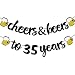 Cheers & Beers to 35 Years Black Glitter Banner for 35th Birthday Wedding Aniversary Party Supplies Decorations - PRESTRUNG