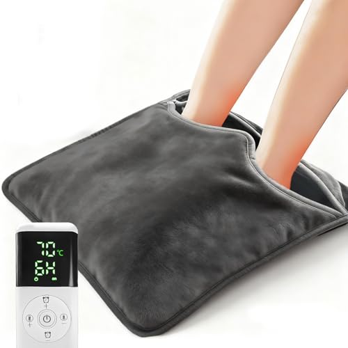 YFFU【北国の足温めるグッズ】足温器 フットウォーマー 電気 足元ヒーター ホットマット 一人用 【業界初!10S即暖 5.6mの長ヒーター線】コンセント式 35℃~70℃無段階温度 1H~6Hタイマー デスク下 フットヒーター 38W 省エネ 暖房器具 過熱防止機能 PSE認証済み 安全 丸洗い可 42×42cm 2.5mコード付き 冷え症対策 自宅 オフィス (ダークグレー)