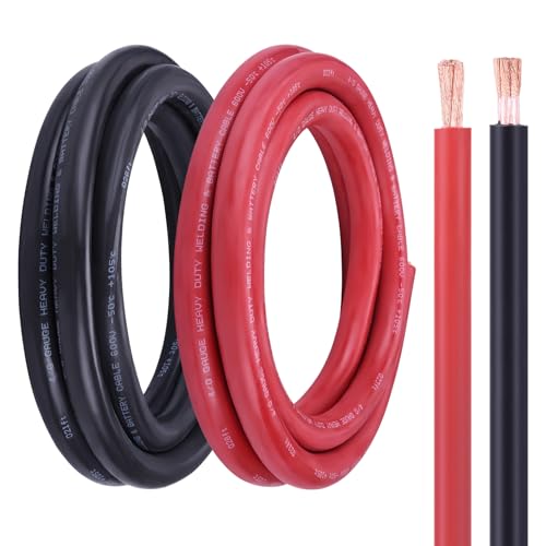 Geosiry 4/0 Battery Cable 10FT Red + 10FT Black 4/0 Welding Cable Stranded Oxygen-Free Pure Copper Wire for Automotive Battery Solar Marine and Generator