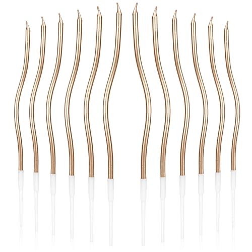 12pcs Spiral Cake Candles, Twist Slim Long Birthday Cake Candles
