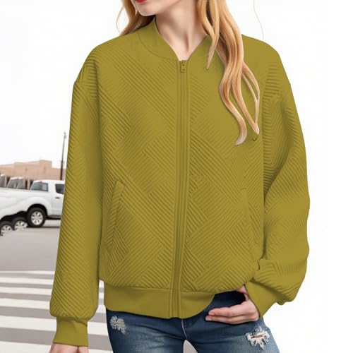 Teen Girls Ribbed Fleece Coats Plain Zip up Fleece Fall Casual Jackets Clothes with Pockets Knit Cuffs Outwear4