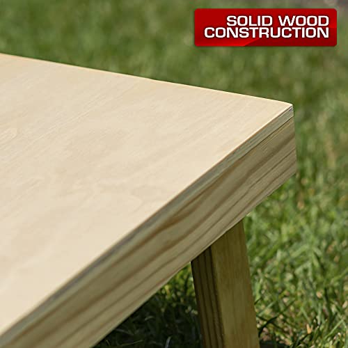 Backyard Champs 2' X 3' Bean Bag Toss Cornhole Game Set, 2 Solid Wood Boards, 8 Official Size Stick And Slide Bean Bags #TOP4