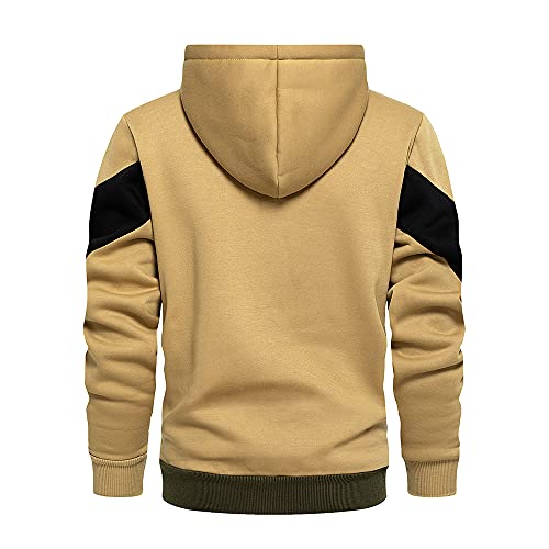 Lbl Leading The Better Life Mens Hoodie Sweatshirt Fashion Contrast Color Fleece Hoodies With Zipper Khaki Xl #TOP4