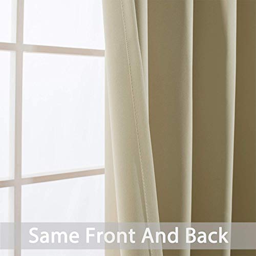 image for Yakamok Beige Room Darkening Soild Grommet Blackout Curtains for Bedro