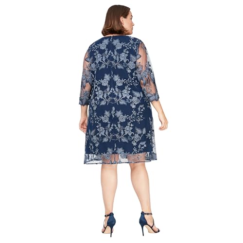 Alex Evenings Women's Plus Size Midi Scoop Neck Shift Dress with Jacket2