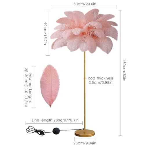 Lámpara de pie de plumas con base de resina para una decoración elegante 5
