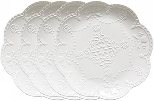Miniatura 10 de European Palace Series Lace Embossed Ceramic Dinner Plate (juego de 4)