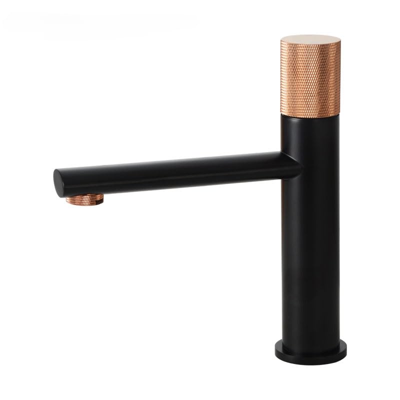 Robinet de lavabo en laiton rose doré au design moleté chic pour mitigeur eau chaude froide