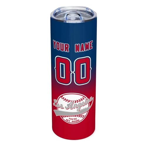 Custom Tumbler Stainless Steel Cup Personalized baseball Mug Add Your Name Number Stainless Steel Travel Cup Coffee Mug for Men Women youth (Base-LAA-01)