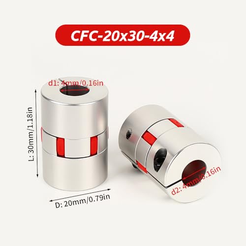 4mm bis 4mm Flexible Wellenkupplung, Durchmesser 20mm Länge 30mm Aluminium Motorverbinder Flexible