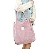 Cloele Umhängetasche Damen Cord Rosa Tasche mit Innentasche Groß Damen-Schultertasche Shopper für Uni Arbeit Reisen und Einkaufen (Rosa)