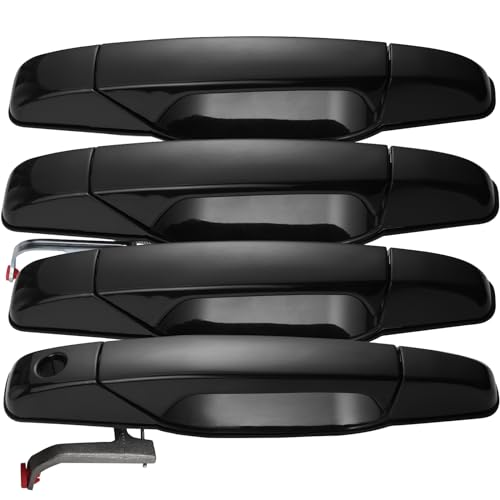 4-Piece Black Front Rear Driver Passenger Side Exterior Door Handle for 2007-2013 Chevy Chevrolet Silverado Suburban Tahoe Avalanche GMC Sierra Yukon Cadillac Escalade 20828237 20828258 22738721