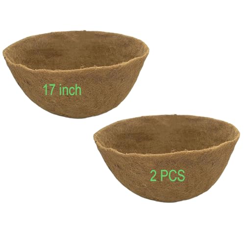 Frillybutts 2 PCS 17 Inch x 11 Inch Coco Liners for Planters,Round Basket Shaped Coconut Fiber Replacement Liners