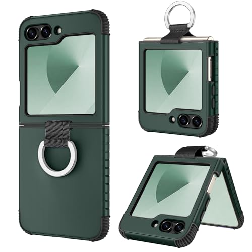 Image of BENTOBEN for Samsung Galaxy Z Flip 6 5G Case with Ring, Heavy Duty 2 in 1 Full Body Rugged Galaxy Z Flip6 Case Girls Women Boy Men Shockproof Protection Cover for Samsung Z Flip 6 6.7 inch,Midnight Green