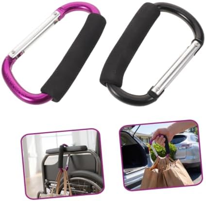 ULTECHNOVO 2pcs Portable Folding Shopping Cart Storage Hook with Comfortable Sponge Handle, Aluminum Alloy Stroller Hooks for Bags and Luggage, Versatile Hanging Solution for Stroller — view 7