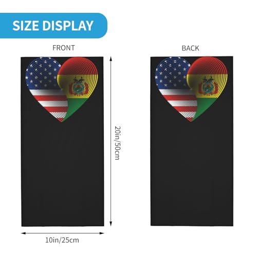 USA Bolivia Bolivian Flag Friendship Heart Neck Gaiter Balaclava Face Mask for Men Women Patriotic Design Seamless Bandana Cover Scarf Headwear Headband Head Wrap White3