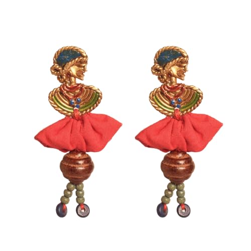 Image of Royal Queen & Empress Handcrafted Tribal Dhokra Earrings Collection for Women - Statement Ethnic Designs in Multiple Colours