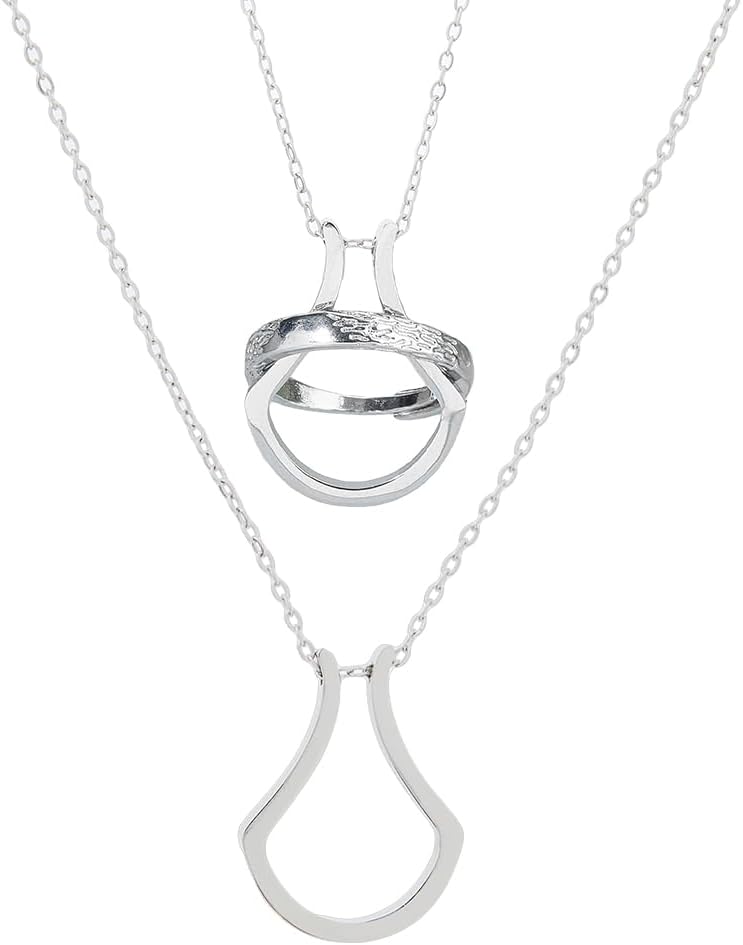 1pc Necklaces for Ring Holder Stainless Steel Ring Keeper Necklaces Wedding Engagement Saver Pendant Necklace for Women Ladies Wife