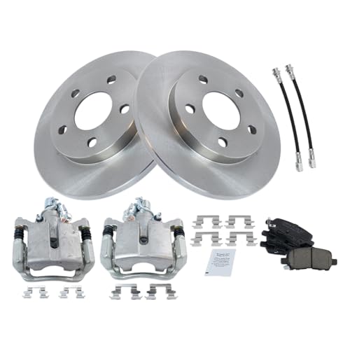 Image of TRQ Rear Brake Pad and Rotor Set Ceramic Calipers Compatible with 2005-2008 Pontiac Grand Prix