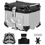 MOTOSTAR バイク リアボックス バイク用 45L/55L/65L 大容量 トップケース バイクボックス オートバイボックス モノキーケース アルミ合金製 四角 取り付けベース付き 着脱簡単 軽量 防犯対策 汎用 IP68防水 耐衝撃 キャンプ/通勤/デリバリーなど対応