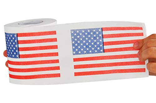 Home-X American Flag-Themed Toilet Paper, 3 Ply Bathroom Tissue Roll, Novelty White Elephant Gift #TOP1