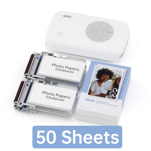 HPRT Portable Mini Photo Printer White (10 Sheets) + 4Ribbon& 40sheets Photo Papers for CP2100