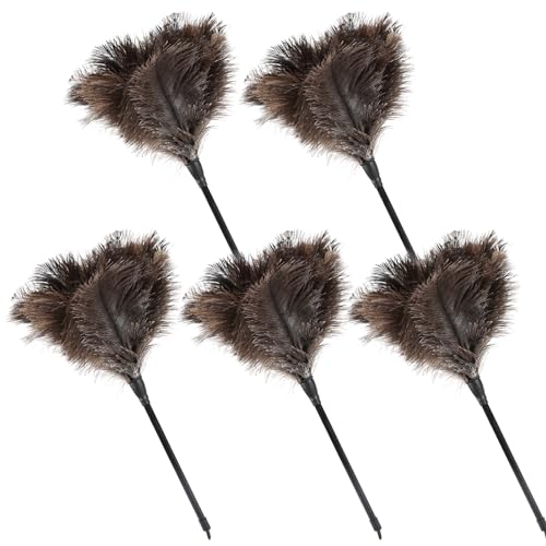 Image of Ostrich Feather Duster 15Inch Natural Fluffy Handheld Feather Dusters for Cleaning Keyboard Home Car Office (5PCS)