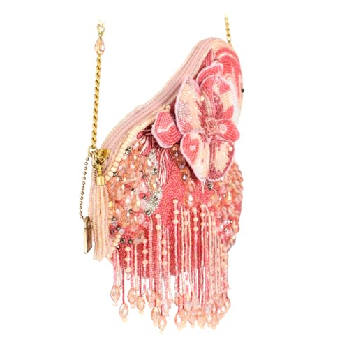 Mary Frances A Leg to Stand On Beaded Crossbody Handbag Flamingo-Shaped Novelty Evening Purse, Pink4