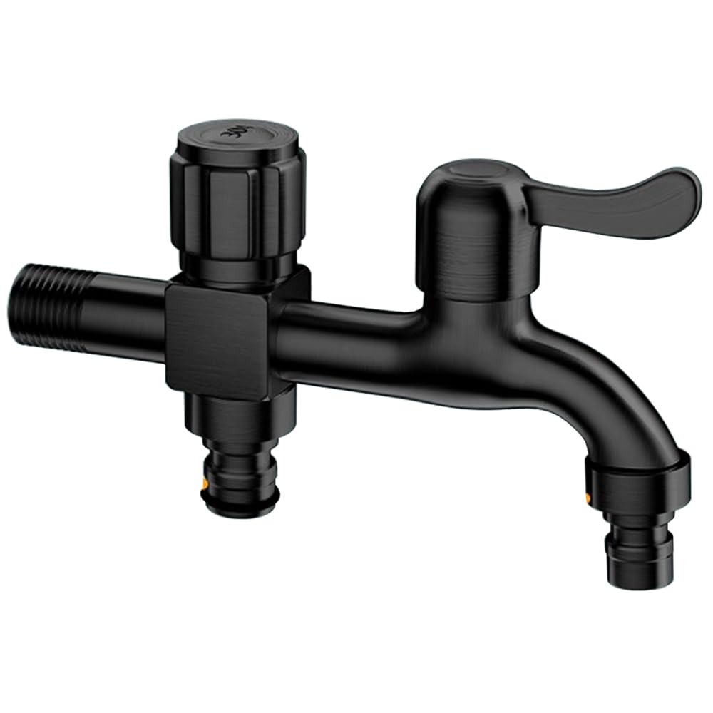 Agujero de lavadora, grifo de pared. Grifo de agua universal for jardín, grifo de agua con rosca de 1/2", grifo for lavadora de acero inoxidable for exteriores y hogar, grifo doble exterior de 150 mm,
