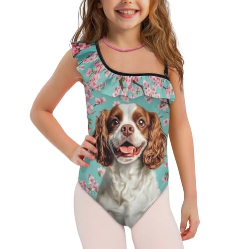 Image of Xpyiqun Swimsuits for Girls 3-14 1-Shoulder Ruffle Bathing Suit One Piece Adjustable Halter Swimming Wear