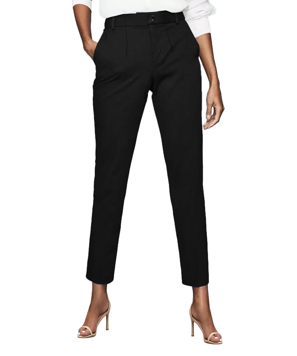 Womens Dress Pants High Stretch Straight Leg Black Pants for Work Business Casual with Pockets XXX-Large