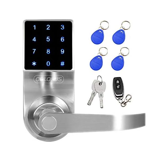Electronic Keyless Door Lock, Keyless Entry with Touchscreen, Key Fobs, Remote Control, Keys for Home, Office or Commercial, Silver NDL319