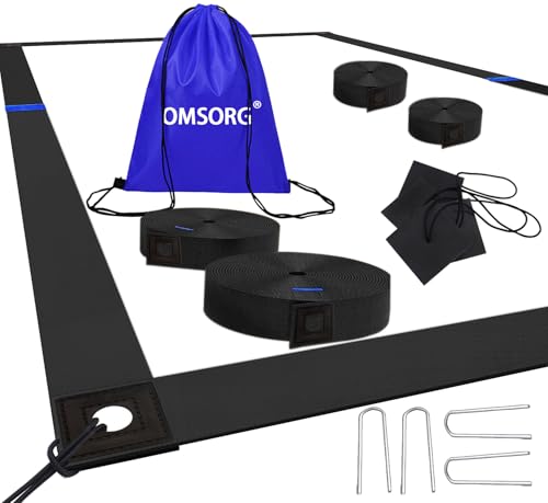 OMSORG 2-in-1 Beachvolleyball-Linien, robuste Volleyball-Grenzlinien mit verstärkten Ecken, passend für Sand, Hinterhof, Gras, 5,1 cm, offizielle Größe 66,3 x 132,6 cm